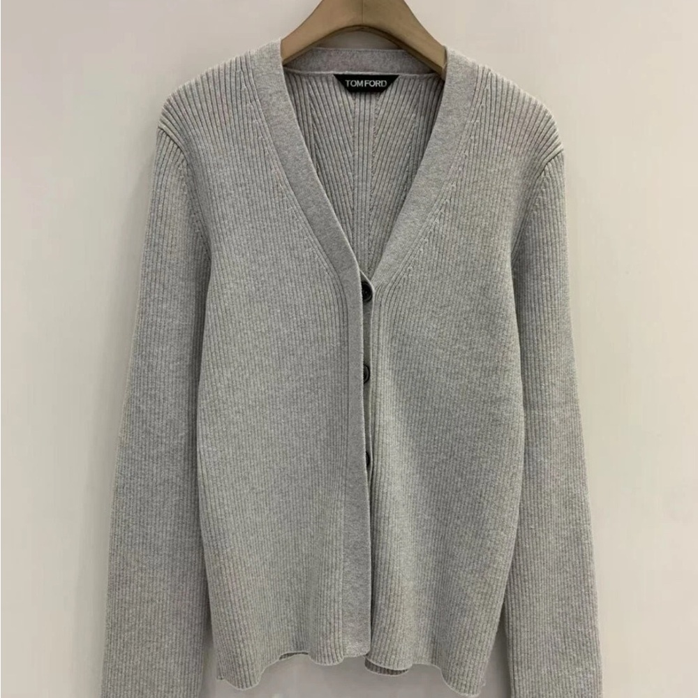 Tom Ford Light Gray Knit Cardigan Elegant (New without tags)